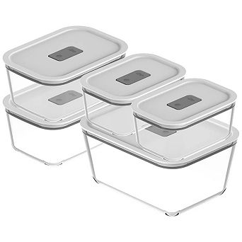 OU Glass Food Storage Container Set 10 pc (set of 5) w Airtight Lid, Microwave & Freezer Safe