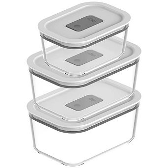 OU Glass Food Storage Container Set 6 pc (set of 3) Microwave & Freezer Safe, w Leak Proof Lid