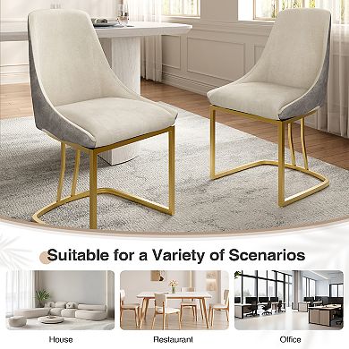 Clihome Modern Dining Chair with Metal Legs(Set of 2)