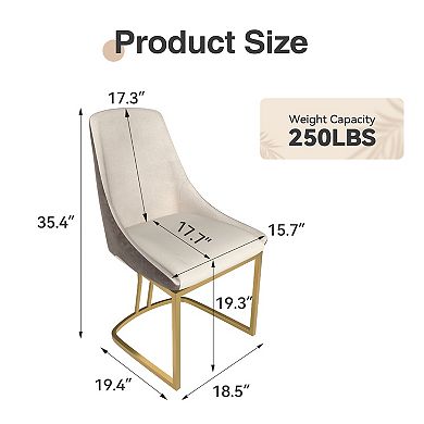 Clihome Modern Dining Chair with Metal Legs(Set of 2)