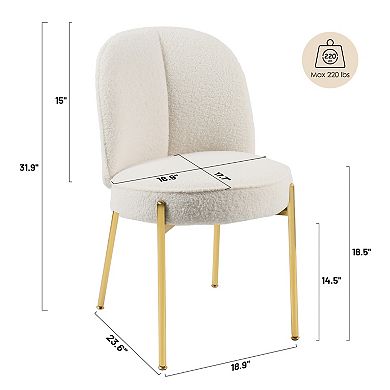 Clihome Modern Fabric Dining Chair with Golden Legs (Set of 2)