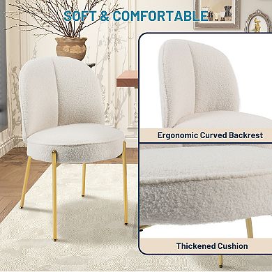 Clihome Modern Fabric Dining Chair with Golden Legs (Set of 2)
