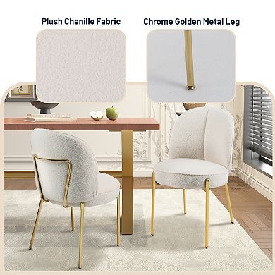 Clihome Modern Fabric Dining Chair with Golden Legs (Set of 2)