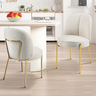 Clihome Modern Fabric Dining Chair with Golden Legs (Set of 2)