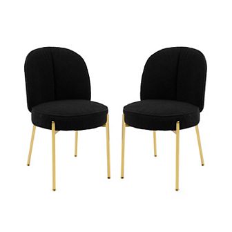Clihome Modern Fabric Dining Chair with Golden Legs (Set of 2)