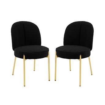 Clihome Modern Fabric Dining Chair with Golden Legs (Set of 2)