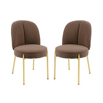 Clihome Modern Fabric Dining Chair with Golden Legs (Set of 2)