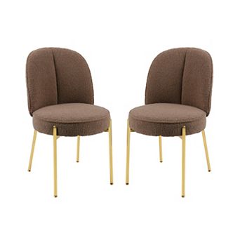 Clihome Modern Fabric Dining Chair with Golden Legs (Set of 2)