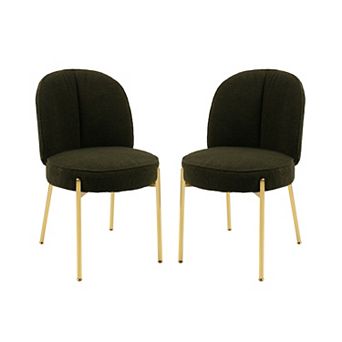 Clihome Modern Fabric Dining Chair with Golden Legs (Set of 2)