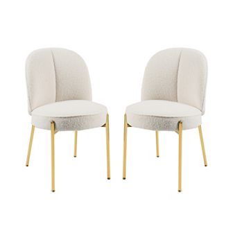 Clihome Modern Fabric Dining Chair with Golden Legs (Set of 2)