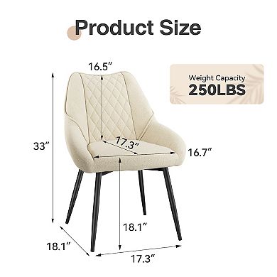 Clihome Fabric Soft Dining Chairs (Set of 2)