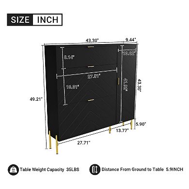 Clihome Shoe Cabinet with 3 Flip Drawers and Side Cabinet