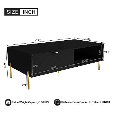 Clihome Coffee Table with Double Drawers