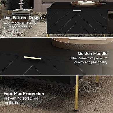 Clihome Coffee Table with Double Drawers