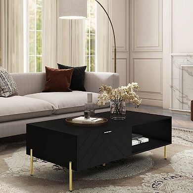 Clihome Coffee Table with Double Drawers