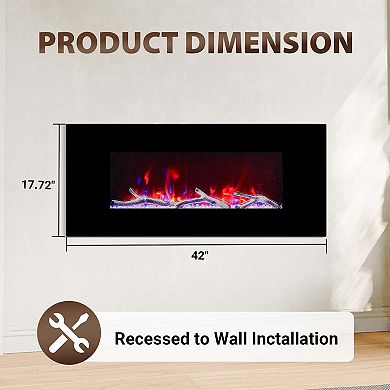 Clihome Recessed Electric Fireplace Heater with Remote Control