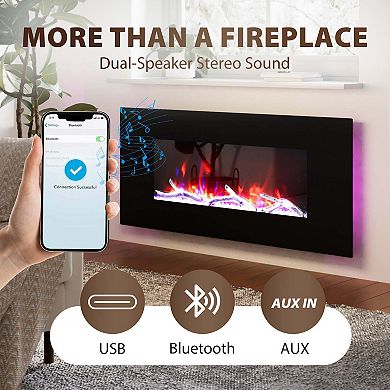 Clihome Recessed Electric Fireplace Heater with Remote Control