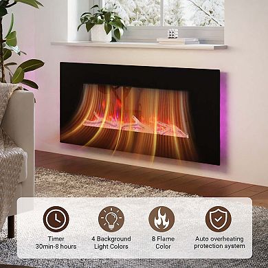 Clihome Recessed Electric Fireplace Heater with Remote Control