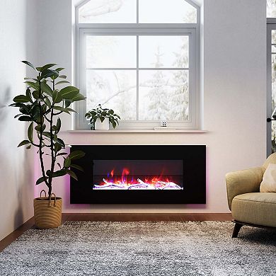Clihome Recessed Electric Fireplace Heater with Remote Control