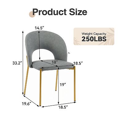 Clihome PU Dining Chairs with Metal Legs (Set of 2)