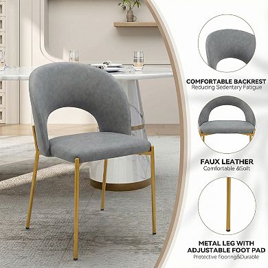 Clihome PU Dining Chairs with Metal Legs (Set of 2)