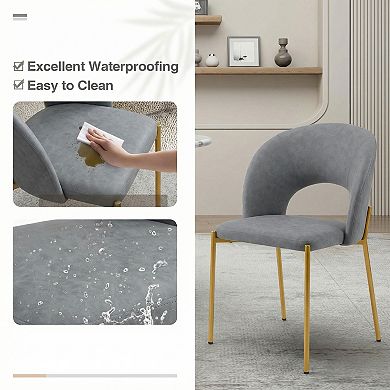 Clihome PU Dining Chairs with Metal Legs (Set of 2)