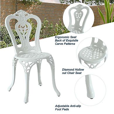 Clihome 3pcs Bistro Table and Chairs Outdoor Bistro Dining Set