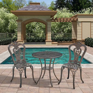 Clihome 3pcs Bistro Table and Chairs Outdoor Bistro Dining Set
