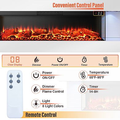Clihome Wall Mount Floating 3-sided Electric Fireplace Inserts with Remote