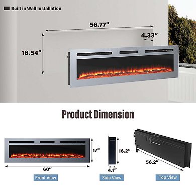 Clihome Wall Mounted Electric Fireplace Fire Places Inserts with Remote