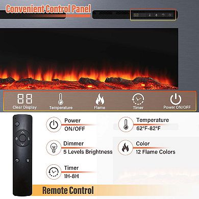 Clihome Wall Mounted Electric Fireplace Fire Places Inserts with Remote