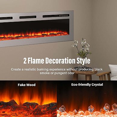Clihome Wall Mounted Electric Fireplace Fire Places Inserts with Remote