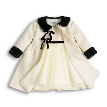 Baby Girl Blueberi Boulevard 2 pc Dress & Waffle Knit Coat Set