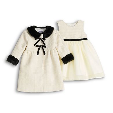 Baby Girl Blueberi Boulevard 2-pc. Dress & Waffle Knit Coat Set