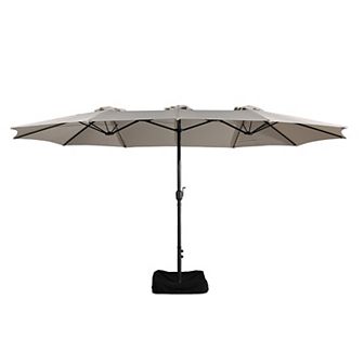 Clihome 15ft Double Sided Patio Umbrella with Base