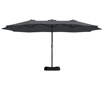 Clihome 15ft Double Sided Patio Umbrella with Base
