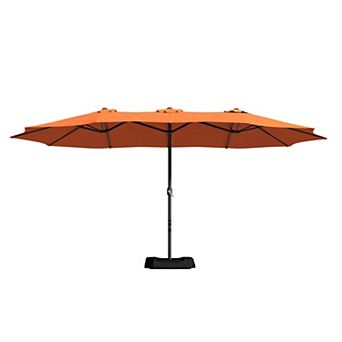 Clihome 15ft Double Sided Patio Umbrella with Base