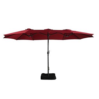 Clihome 15ft Double Sided Patio Umbrella with Base