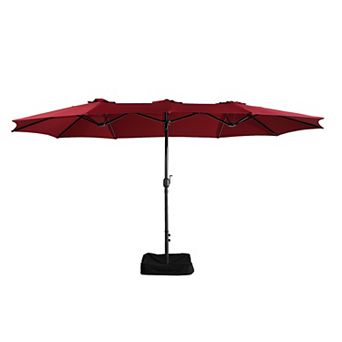 Clihome 15ft Double Sided Patio Umbrella with Base