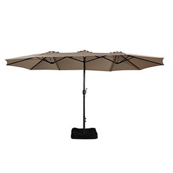 Clihome 15ft Double Sided Patio Umbrella with Base