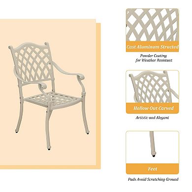 Clihome 2PCS Cast Aluminum Patio Dining Chairs