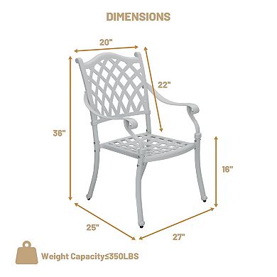 Clihome 2PCS Cast Aluminum Patio Dining Chairs
