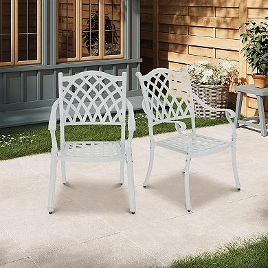 Clihome 2PCS Cast Aluminum Patio Dining Chairs