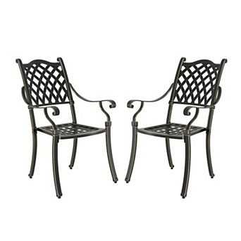 Clihome 2 pc Cast Aluminum Patio Dining Chairs
