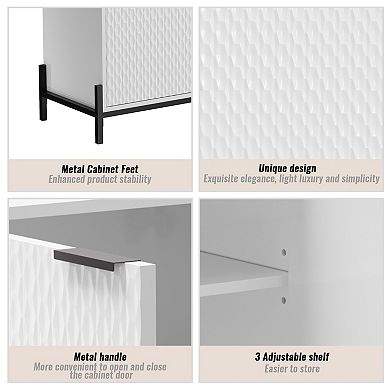 Clihome Modern High Gloss 3-Door Storage Sideboards