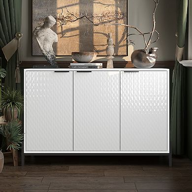 Clihome Modern High Gloss 3-Door Storage Sideboards