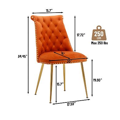 Clihome Velvet Upholstered Dining Chairs 2 pc Set