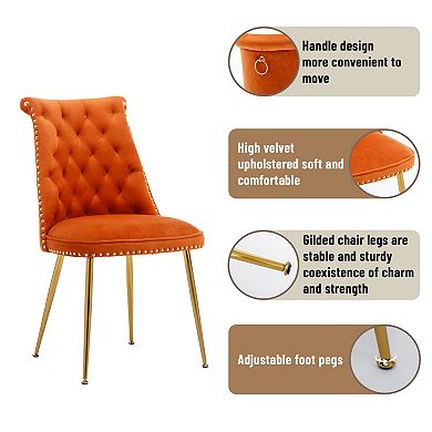 Clihome Velvet Upholstered Dining Chairs 2 pc Set