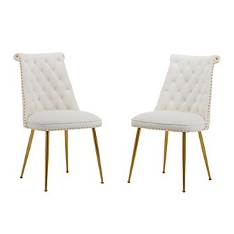 Clihome Velvet Upholstered Dining Chairs 2 pc Set
