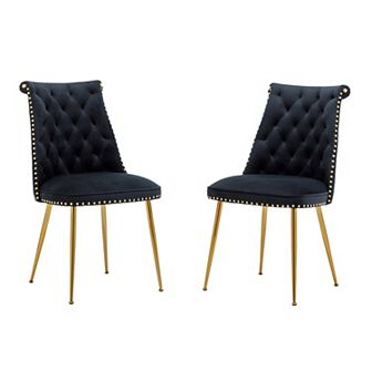 Clihome Velvet Upholstered Dining Chairs 2 pc Set